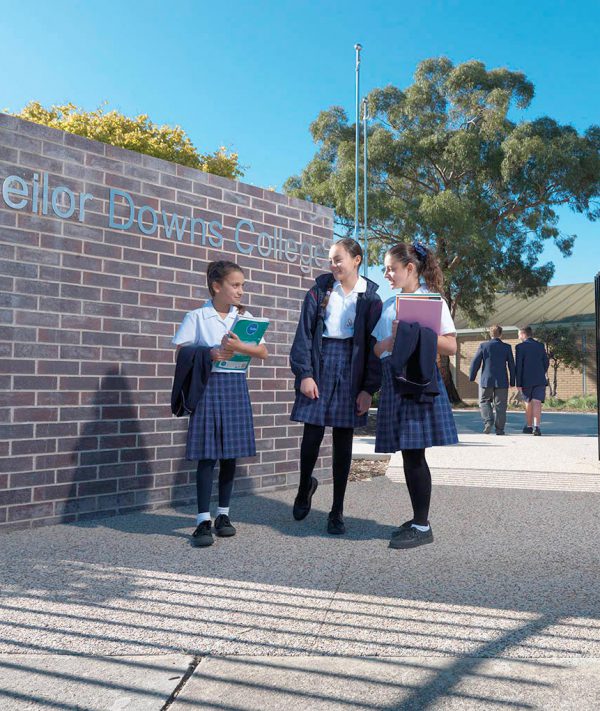 School students at front gate