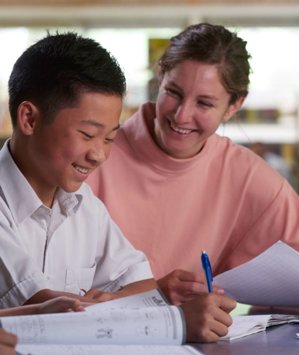 Middle school students with Teacher